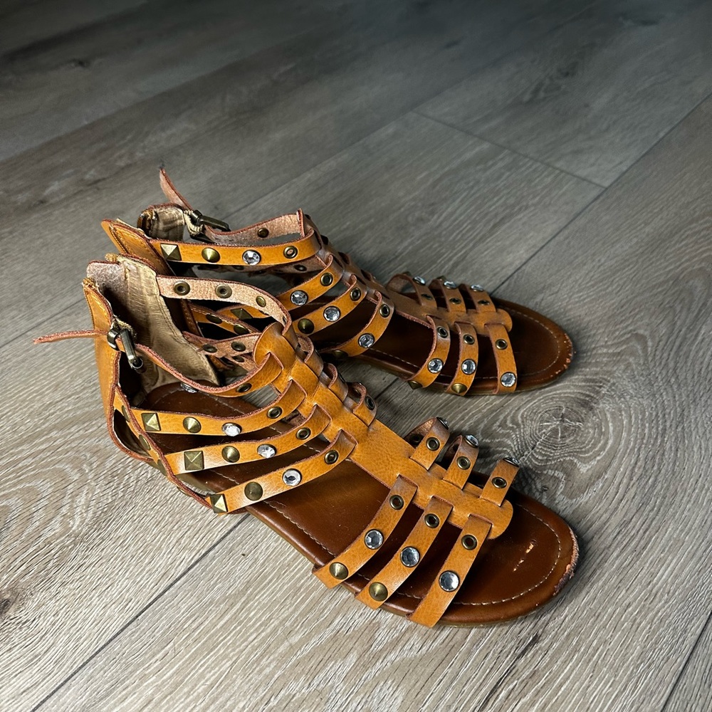 Leather studded sandals
